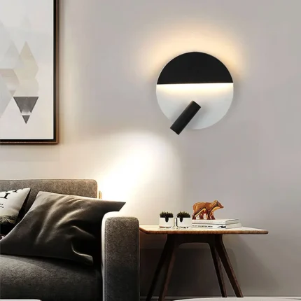 Solo Daire Duvar Led Aplik Siyah&Beyaz Telefon Tutucu Özellikli