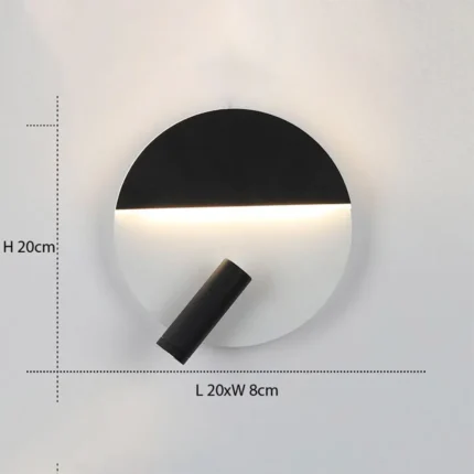 Parbek Solo Daire Siyah&Beyaz Modern Duvar Led Aplik7