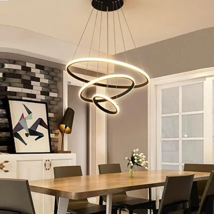 3'lü Çember Sarkıt Led Avize Siyah Renk