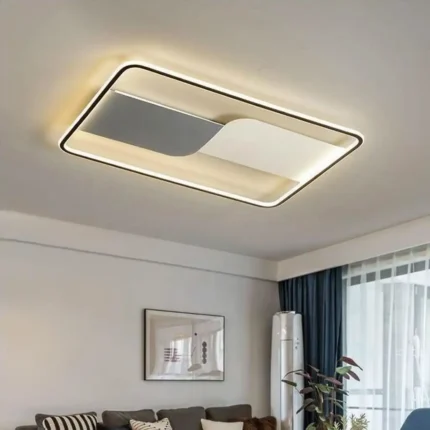 Pablo Dikdörtgen Gri&Beyaz Plafonyer Led Avize