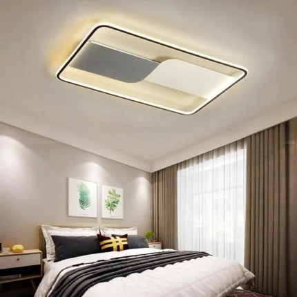 Pablo Dikdörtgen Gri&Beyaz Plafonyer Led Avize