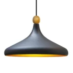 Parbek Tekli Retro Sarkıt Avize Lamba Ahşap Boncuklu Başlık Siyah Sarı