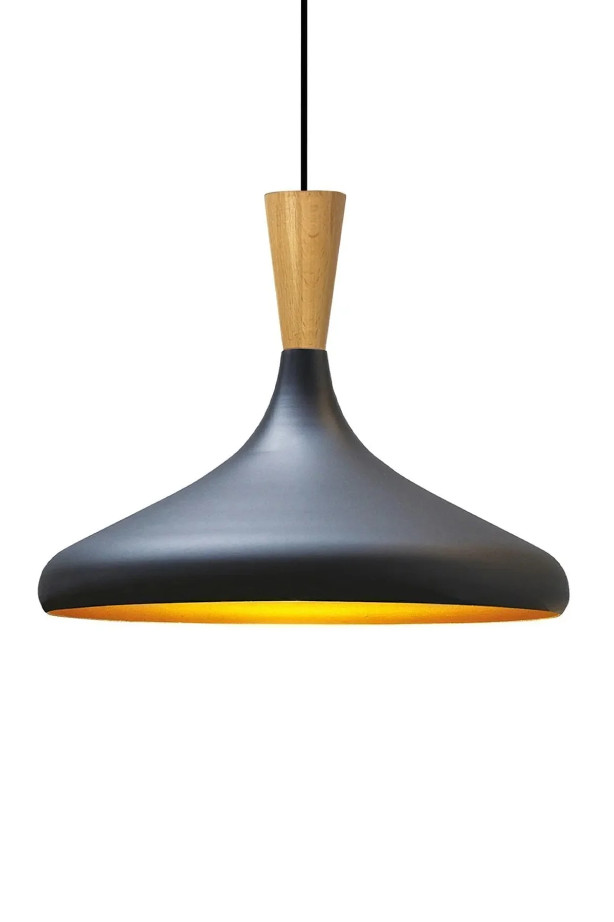 Parbek Tekli Retro Sarkıt Avize Lamba Ahşap Huni Başlık Siyah Parbek Tekli Retro Sarkıt Avize Lamba Ahşap Huni Başlık Siyah