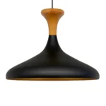 Parbek Tekli Retro Sarkıt Avize Lamba Ahşap Mantar Şapka Siyah Sarı