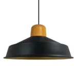 Parbek Tekli Retro Sarkıt Avize Lamba Ahşap Şapka Siyah Sarı