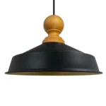 Parbek Tekli Retro Sarkıt Avize Lamba Ahşap Topuz Başlık Siyah Sarı