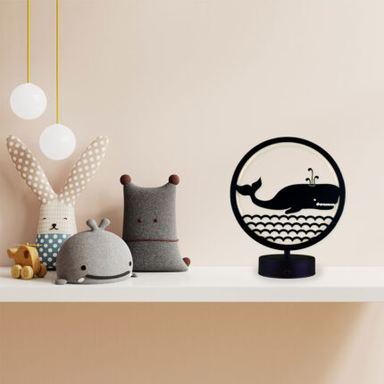 Balina Hayvan Figürlü Çocuk Odası Kumandalı Rgb Led Masa Lambası