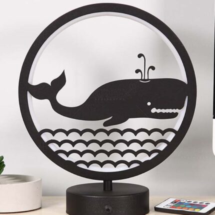 Balina Hayvan Figürlü Çocuk Odası Kumandalı Rgb Led Masa Lambası