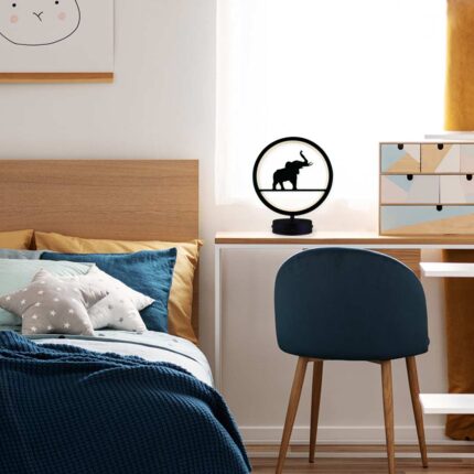 Fil Hayvan Figürlü Çocuk Odası Kumandalı Rgb Led Masa Lambası