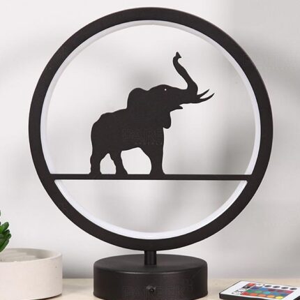 Fil Hayvan Figürlü Çocuk Odası Kumandalı Rgb Led Masa Lambası