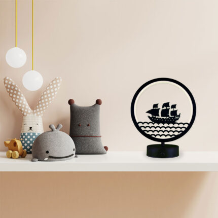 Gemi Figürlü Çocuk Odası Kumandalı Rgb Led Masa Lambası