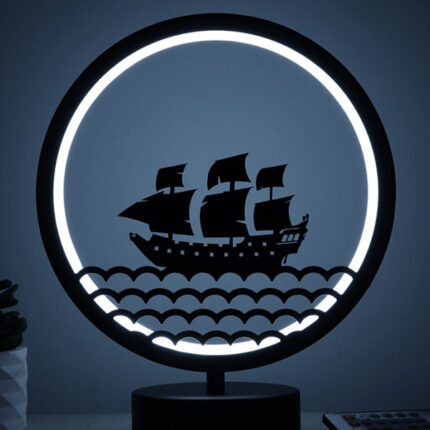 Gemi Figürlü Çocuk Odası Kumandalı Rgb Led Masa Lambası