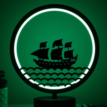 Gemi Figürlü Çocuk Odası Kumandalı Rgb Led Masa Lambası