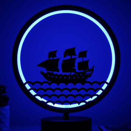 Gemi Figürlü Çocuk Odası Kumandalı Rgb Led Masa Lambası