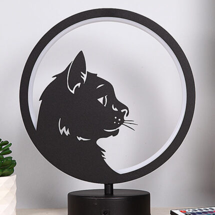 Kedi (Cat) Hayvan Figürlü Kumandalı Rgb Led Masa Lambası