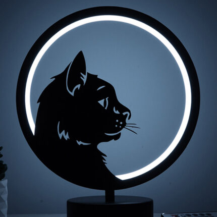 Kedi (Cat) Hayvan Figürlü Kumandalı Rgb Led Masa Lambası