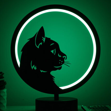 Kedi (Cat) Hayvan Figürlü Kumandalı Rgb Led Masa Lambası