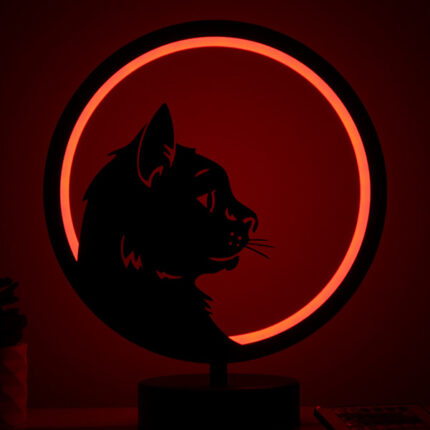 Kedi (Cat) Hayvan Figürlü Kumandalı Rgb Led Masa Lambası
