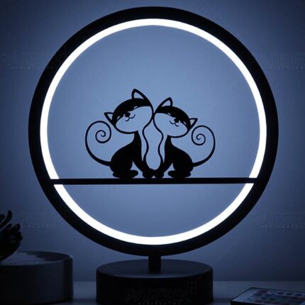 Kedi Hayvan Figürlü Çocuk Odası Kumandalı Rgb Led Masa Lambası